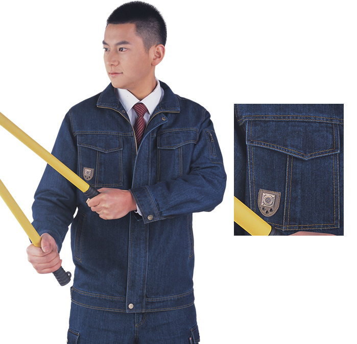 廈門工作服-高級(jí)牛仔厚型休閑套裝 酶洗工藝